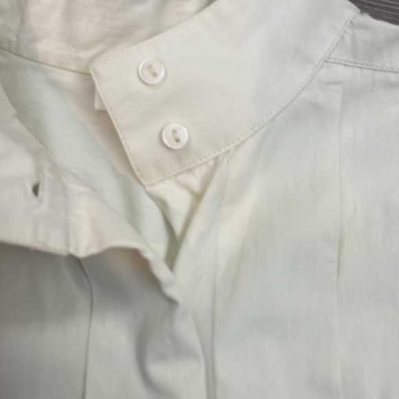 Talbots Cream Cotton Pleat Front Low Collar Size 10 - Picture 5 of 13